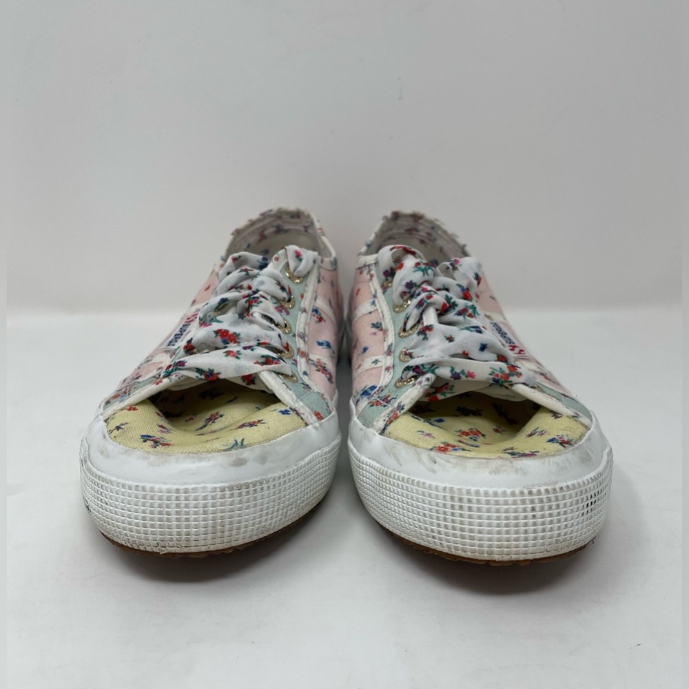 Superga Women Floral Pink Yellow Sneakers Size 7 - Picture 2 of 10